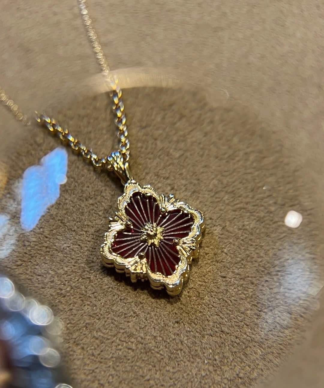 Van Cleef & Arpels Muccellati Gold-Plated Enamel Clover Flower Necklace